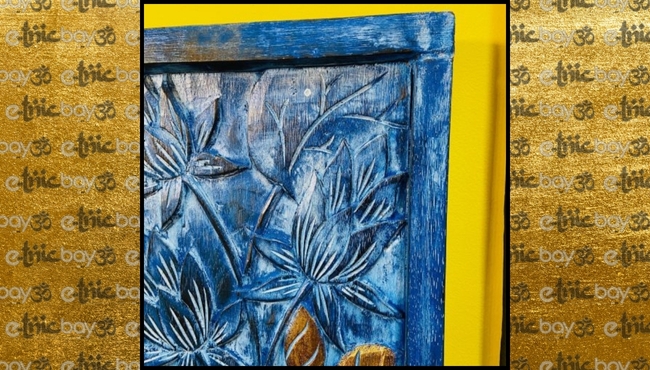 Quadro in Legno Massello Blu e Oro effetto Rilievo